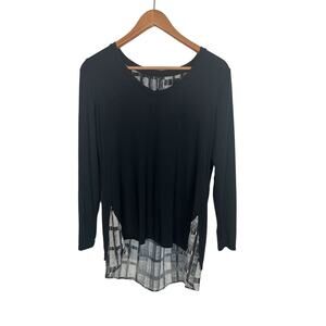 Stella Carakasi Sz Small Black Jersey Chiffon Hi Lo Tunic Top